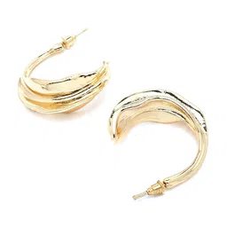 Bohey by KARATCART Gold-Plated Contemporary Half Hoop Earrings image 3