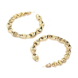 Bohey by KARATCART Gold-Plated Circular Half Hoop Earrings image 3