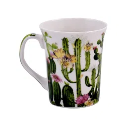 Kookee White and Green Printed Ceramic Mugs 325 ml image 2
