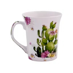 Kookee White and Green Printed Ceramic Mugs 325 ml image 5