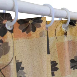 Kuber Industries Gold Coloured & Black Printed Shower Curtain With Hooks image 3