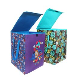 prettykrafts Set Of 2 Printed Laundry Bag with Lid & Handle image 3