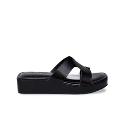 Dapper Feet-Fancy Nancy Textured Open Toe Flatform Heels image 3