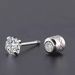 Peora Men Silver-Plated Cubic Zirconia Stainless Steel Geometric Shaped Stud Earrings image 5