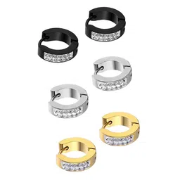 Yellow Chimes Unisex Set of 3 Multicoloured Circular Hoop Earrings image 3