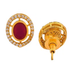 Silvermerc Designs Gold-Plated CZ-Stone Studded Circular Shaped Studs Earrings image 2