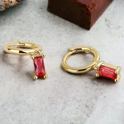 MYKI Gold-Plated Cubic Zirconia-Studded Classic Hoop Earrings image 3