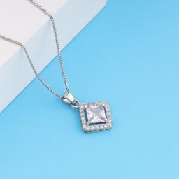 giva Zircon Rhodium Plated Sterling Silver Necklace-picture-43