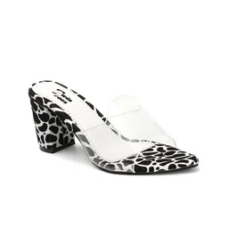 TWIN TOES Printed Open Toe Block Heels image 3