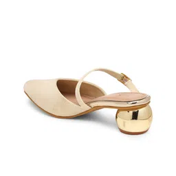 GNIST Textured Pointed Toe Block Heeled Pumps image 3