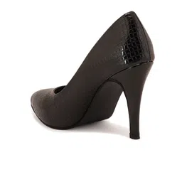 ELLE Black Printed Block Pumps with Buckles image 5