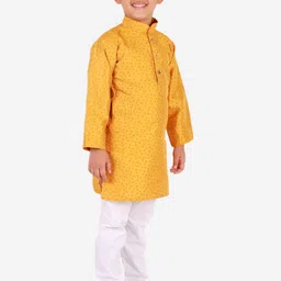 Pro-Ethic STYLE DEVELOPER Boys Yellow Printed Kurta with Pyjamas image 4