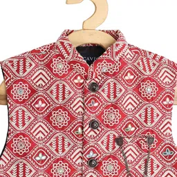 CAVIO Boys Maroon Thread Work Kurta with Pyjamas image 2