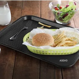 asgvo Serving Tray Platter Rectangular Shape Plastic Trays for Drink Breakfast Tray image 5
