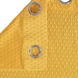 Cortina Yellow Set of 2 Polka dots Embossed Plain Polyester Window Curtains image 3