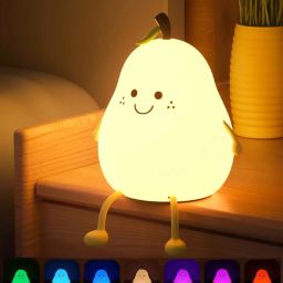 Cute Pear Silicon Night Lamp, Color Changing Led, Type C Rechargeable Table Lamp Night Lamp-image-65