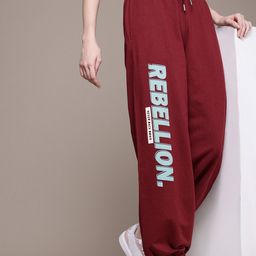 roadster Women Self Design Maroon Track Pants-picture-19