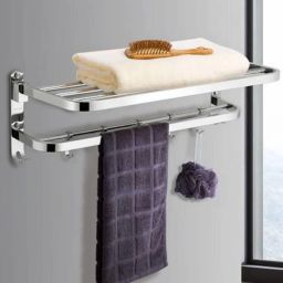 Stainless Steel 304 Grade Dual Folding Towel Rack for Bathroom Steel Towel Holder-image-81
