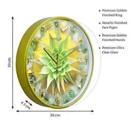 RANDOM Gold-Toned & White Printed Contemporary Wall Clock image 5