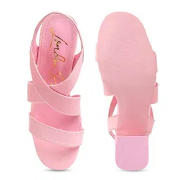 London Rag Open Toe Elastic Straps Block Heels image 2