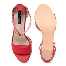 Funku Fashion Red Block Heels with Buckles image 4