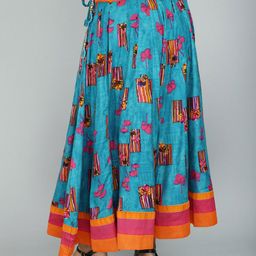 Exotic India Abstract Printed Flared Maxi A-Line Skirt image 2