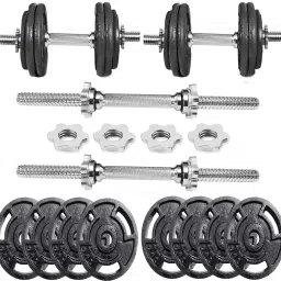 20 kg Cast Iron Plates with pair of dumbbell rods Adjustable Dumbbells Home Gym Combo-image-35