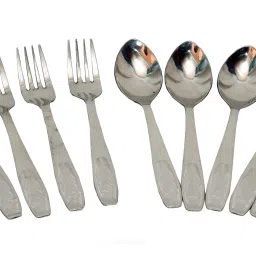 Stainless Steel Table Baby Spoon & Fork Set of 12 Pcs Steel Cutlery Set-image-48