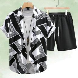 Men Top & Shorts Set Multicolor Printed-image-111