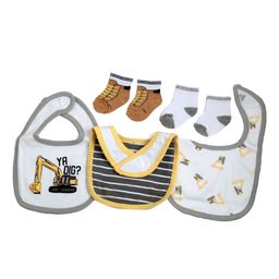 Baby Moo Infants Pack of 3 Printed Bibs & 2 Socks-16
