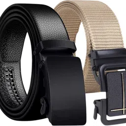 loopa Men Casual, Formal, Party, Evening Black, Beige Artificial Leather, Nylon Belt-picture-23