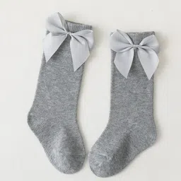 EL REGALO Girls Grey Patterned Calf Length Socks image 3