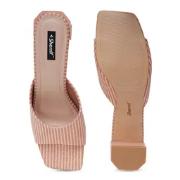 Sherrif Shoes Pink Textured Party Block Peep Toes with Buckles image 2