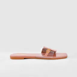 GLAMZKART Transparent Open Toe Flats with Buckles image 4