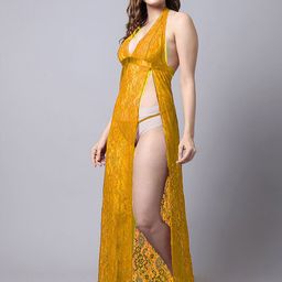 Aamarsh Self Design Net Halter Neck Baby Doll image 4