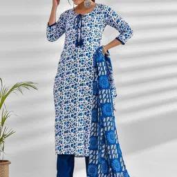 mokshi Floral Printed Kurta & Palazzos With Dupatta image 4