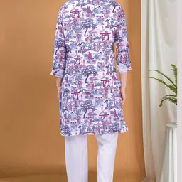 SHIWAM ETHNIX Graphic Printed Regular Kurta with Pyjamas & Nehru Jacket image 4