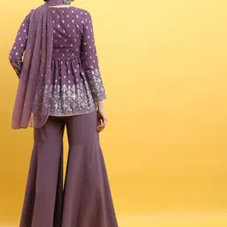 Vishudh Ethnic Motifs Printed Empire Kurta with Sharara & Dupatta image 4