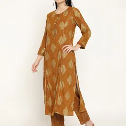 Be Indi Women Ethnic Motifs Printed Kurta Set with Trouser & Dupatta image 4