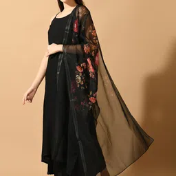 KALINI Shoulder Strap A-line Kurta With Palazzos & Dupatta image 4