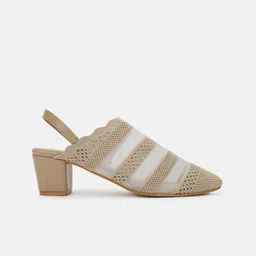 Marc Loire Knitted Round Toe Block Mules With Backstrap image 4