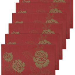 HOKIPO Set of 6 Red & Green Red Rose Patterned Table Mats image 4
