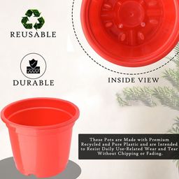 Kuber Industries Set Of 3 Red & Green Planter With Pot image 4