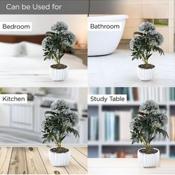 UMAI Grey & White Dahlia Artificial Flower With Pot image 4