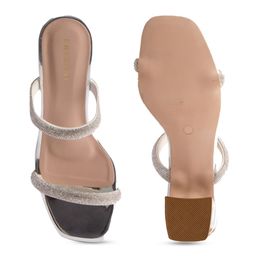 ERIDANI Embellished Square Toe Block Heels image 5