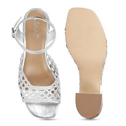 Saint G Woven Design Open Toe Leather Block Heels  With Ankle Loop image 2