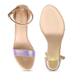 Mochi Textured Open Toe Platform Heels With Ankle Loop image 5