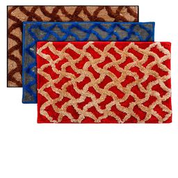 Kuber Industries Set Of 3 Velvet Anti-Skid Doormats-96