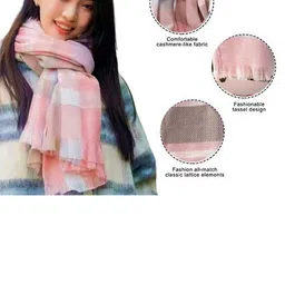 Alexvyan Checked Lightweight Fringed Wool Stole image 2