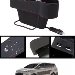 Side Seat Car Pocket Organizer With 2USB Port & Scoket For Innova Crysta-2016 Car Side Seat Catcher-image-95